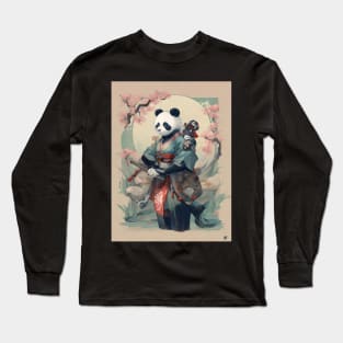 Japanese samurai panda Long Sleeve T-Shirt